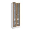 Ver imagem 1 de Cristaleira Celeste Kappesberg 100% Mdf 2 Portas 1 Gaveta Branco/nogueira 72cm