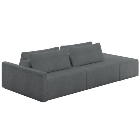 Sofá Ilha Modular para Sala 252cm com Puff Dublin K01 Bouclê Cinza - Lyam Decor