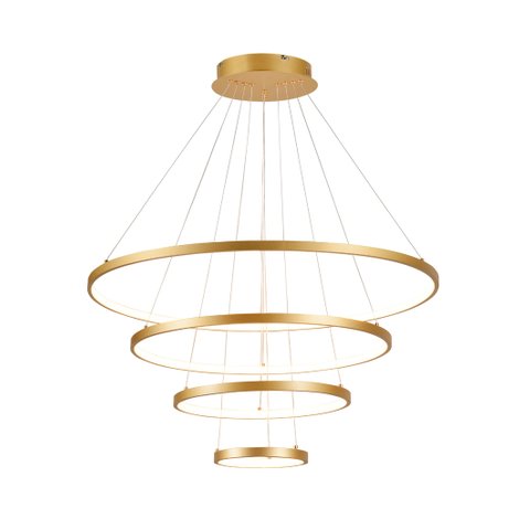Pendente 4 Anéis Dourado 80cm Led 101w 3000k Bivolt Paris Luz