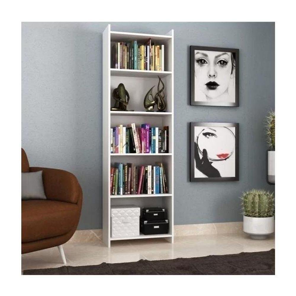Estante para Livros com 04 Prateleiras - Branco Branco Menor preço em Estante para Livros com 04 Prateleiras - Branco Branco