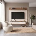 Ver imagem 1 de Conjunto Sala Painel Suspenso TV 70 Concept 2 Prateleiras MDP MDF 180cm Off White Conffort Casa