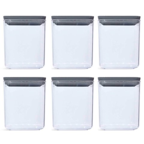 Conjunto 6 Potes Herméticos 1l Potes Pequenos Chumbo Porta Mantimentos Plasvale