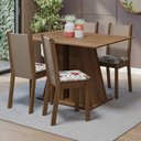 Ver imagem 2 de Conjunto Sala de Jantar Mesa Tampo de Madeira 4 Cadeiras Rustic/hibiscos Sophie Madesa