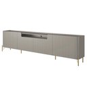 Ver imagem 4 de Rack para Sala de Estar Tv 75 Pol 4 Portas Brise Pés Industrial Dourado Alef I03 Grigio - Lyam