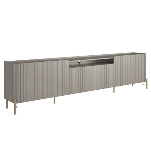 Rack para Sala de Estar Tv 75 Pol 4 Portas Brise Pés Industrial Dourado Alef I03 Grigio - Lyam