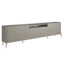 Ver imagem 1 de Rack para Sala de Estar Tv 75 Pol 4 Portas Brise Pés Industrial Dourado Alef I03 Grigio - Lyam