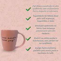 Jogo 4 Caneca Porcelana Fosca 120ml para Café - Rosa - 8