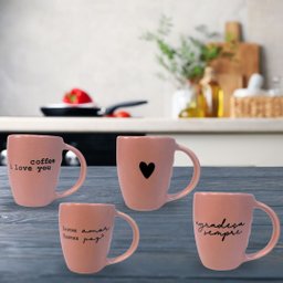 Jogo 4 Caneca Porcelana Fosca 120ml para Café - Rosa - 7