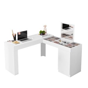 Penteadeira de Canto com Escrivaninha Estrela com Espelho e Divisórias - Edecasamoveis