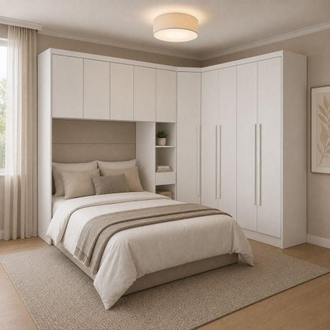 Guarda Roupa Modulado Casal Safira Plus 10 Portas 7 Gavetas MDF Neve