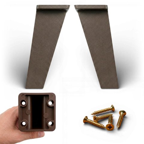 Kit 02 Pés Retrô 15cm em Plástico PVC com Parafusos para Móveis em Geral Marrom