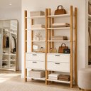Ver imagem 1 de Closet Estante Multiuso 1,47 m X 2,20 m com 4 Gavetas e Nichos 100% MDF Dalla Costa Cor:Off White