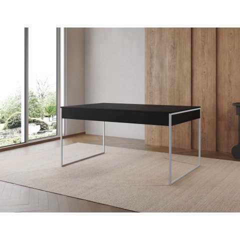Mesa Industrial Filadélfia 137x90 Ferro Branco Tampo Preto