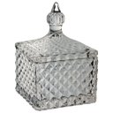 Ver imagem 1 de Potiche Decorativo de Vidro Transparente 11x8x8cm Tampa Enfeite Sala Mesa