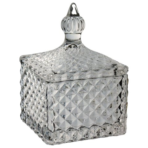 Potiche Decorativo Bomboniere Quadrado Home&co com Tampa Vidro 11x8x8cm Transparente