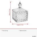 Ver mais imagens de Potiche Decorativo de Vidro Transparente 11x8x8cm Tampa Enfeite Sala Mesa