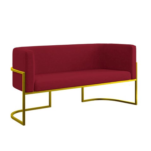 Sofá Namoradeira 2 Lugares Moderna Base Metal Gold – Balaqui Cor:marsala