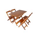 Ver imagem 1 de Jogo Conjunto 4 cadeiras e 1 mesa dobrável de Madeira 120 x 70 - com pintura na cor mel