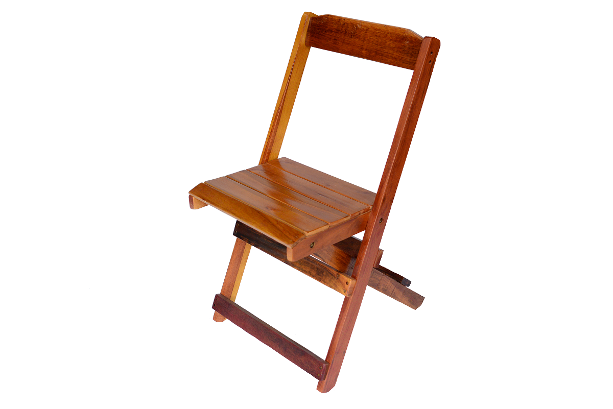 Jogo Conjunto 4 cadeiras e 1 mesa dobrável de Madeira 120 x 70 - com pintura na cor mel - 3