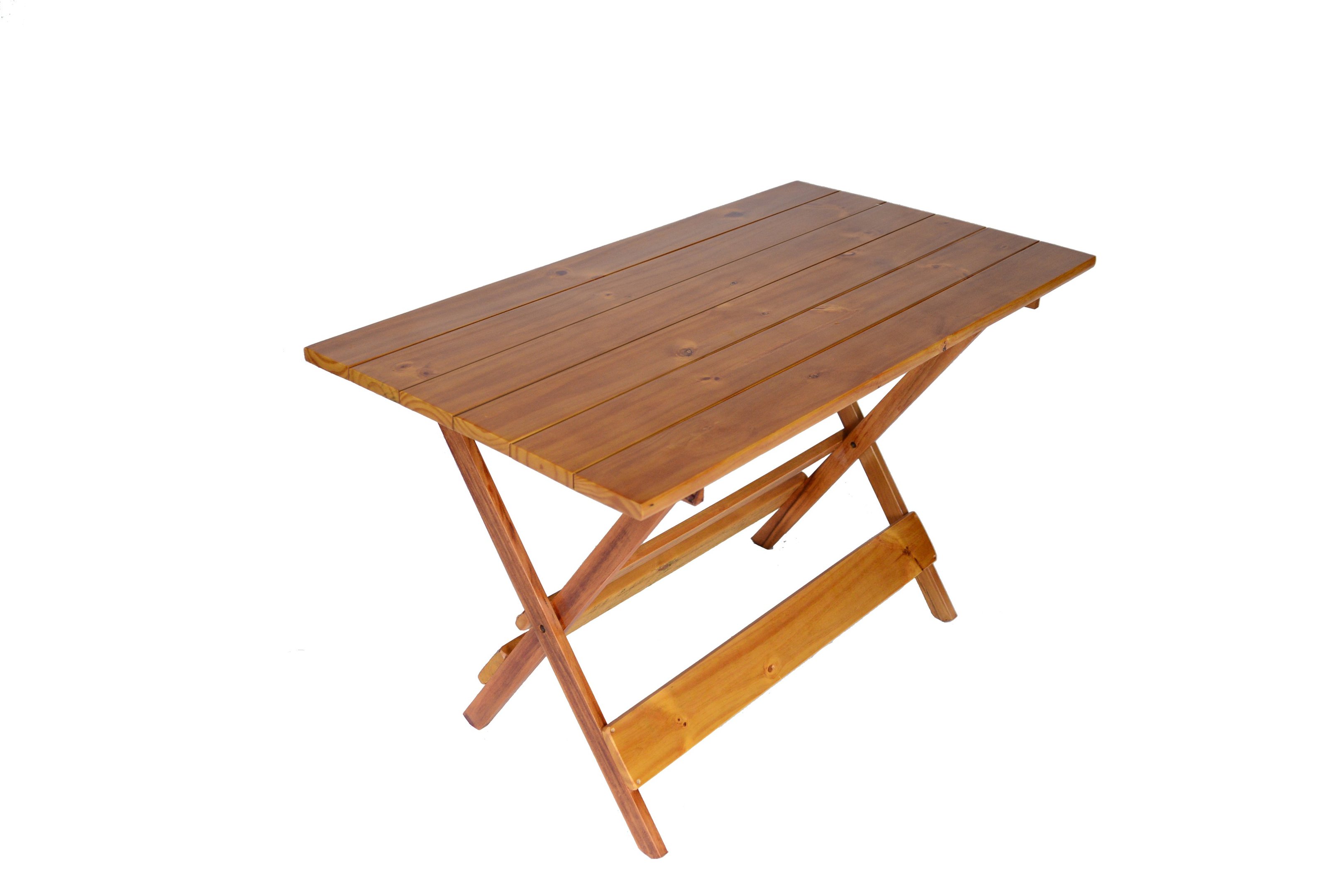 Jogo Conjunto 4 cadeiras e 1 mesa dobrável de Madeira 120 x 70 - com pintura na cor mel - 2