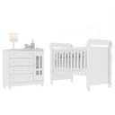 Ver imagem 3 de Conjunto Quarto Bebê Berço 3 em 1 Mirelle Cômoda 4 Gavetas 1 Porta 100% MDF Branco