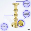 Ver imagem 3 de Castiçal Dourado de Latão Suporte 1 Vela Igreja 3 Bolas 15cm