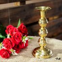 Ver imagem 5 de Castiçal Dourado de Latão Suporte 1 Vela Igreja 3 Bolas 15cm