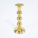 Ver imagem 1 de Castiçal Dourado de Latão Suporte 1 Vela Igreja 3 Bolas 15cm