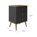 Ver imagem 2 de Mesa de Cabeceira Mix 3 gavetas Preto/ Freijó