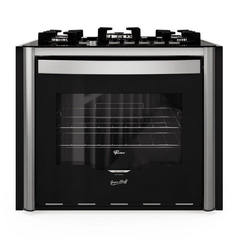 Fogão de Embutir 5 Bocas Fischer Gran Cheff Tripla Chama com Grill Mesa de Vidro