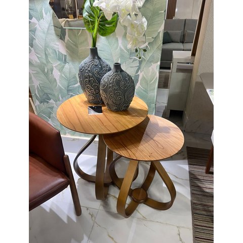 Kit Mesas laterais Base Cebola, Tampo Octogonal Laminado