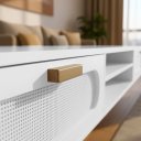 Ver imagem 3 de Rack Home Suspenso Sala Classica Retro Acabamento Premium:branco
