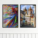 Ver imagem 1 de Kit 2 Quadros Bahia - Senhor Bonfim 24x18cm - com Vidro:moldura Preta