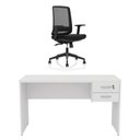 Ver imagem 2 de Conjunto Mesa de Escritório 140x60cm com 2 Gavetas + Cadeira Netflex Ergonômica Premium Reclinável