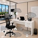 Ver imagem 7 de Conjunto Mesa de Escritório 140x60cm com 2 Gavetas + Cadeira Netflex Ergonômica Premium Reclinável
