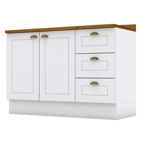 Balcão de Cozinha 120 Cm Nova York Branco com Tampo Nature – Henn