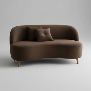 Sofa Curvo Organico 2 Lugares Suede - Dritex:suede Marrom