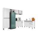 Ver imagem 2 de Cozinha Modulada Vanessa com Balcão para Pia 120MT Tatiane sem Tampo Branco AJL