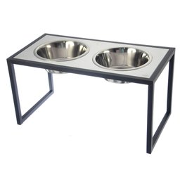 Comedouro Elevado Duplo Cão Porte G Preto - 1