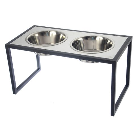 Comedouro Elevado Duplo Cão Porte G Preto