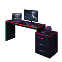 Ver imagem 2 de Mesa para Computador e Escrivaninha Drx 5000 com 3 Gavetas - Preto/vermelho Móveis Leão