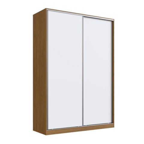Guarda-Roupa Casal 2 Portas de Correr 3 Gavetas MDF Aura 165cm Marrom Branco/Freijó Nature