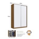Ver imagem 2 de Guarda-Roupa Casal 2 Portas de Correr 3 Gavetas MDF Aura 165cm Marrom Branco/Freijó Natura