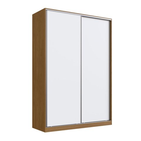 Guarda-Roupa 2 Portas de Correr 3 Gavetas MDF Aura 165cm Marrom Branco/Freijó Natura