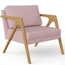 Ver imagem 1 de Poltrona Decorativa para Pietra com Estrutura de Madeira L02 Suede Rosê - Lyam Decor