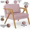Ver imagem 3 de Poltrona Decorativa para Pietra com Estrutura de Madeira L02 Suede Rosê - Lyam Decor