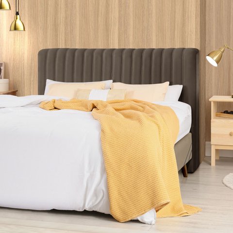 Cabeceira Cama Box Queen Estofada Havai Veludo Marrom