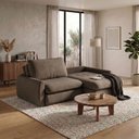 Ver imagem 1 de Sofá de Sala Luka Retrátil 2.10m 3 Lugares sem Caixa Molas Ensacadas Ideal Apartamento Top - Marrom