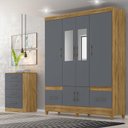 Ver imagem 1 de Guarda Roupa Casal Ambiente Ms912 com Espelho e Cômoda Ms913 Freijó Cinza – Moval
