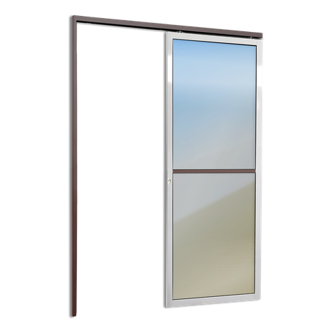 Porta de Correr Suspensa Vidrao Esq L.25 Mix Corten 210x70 Brimak